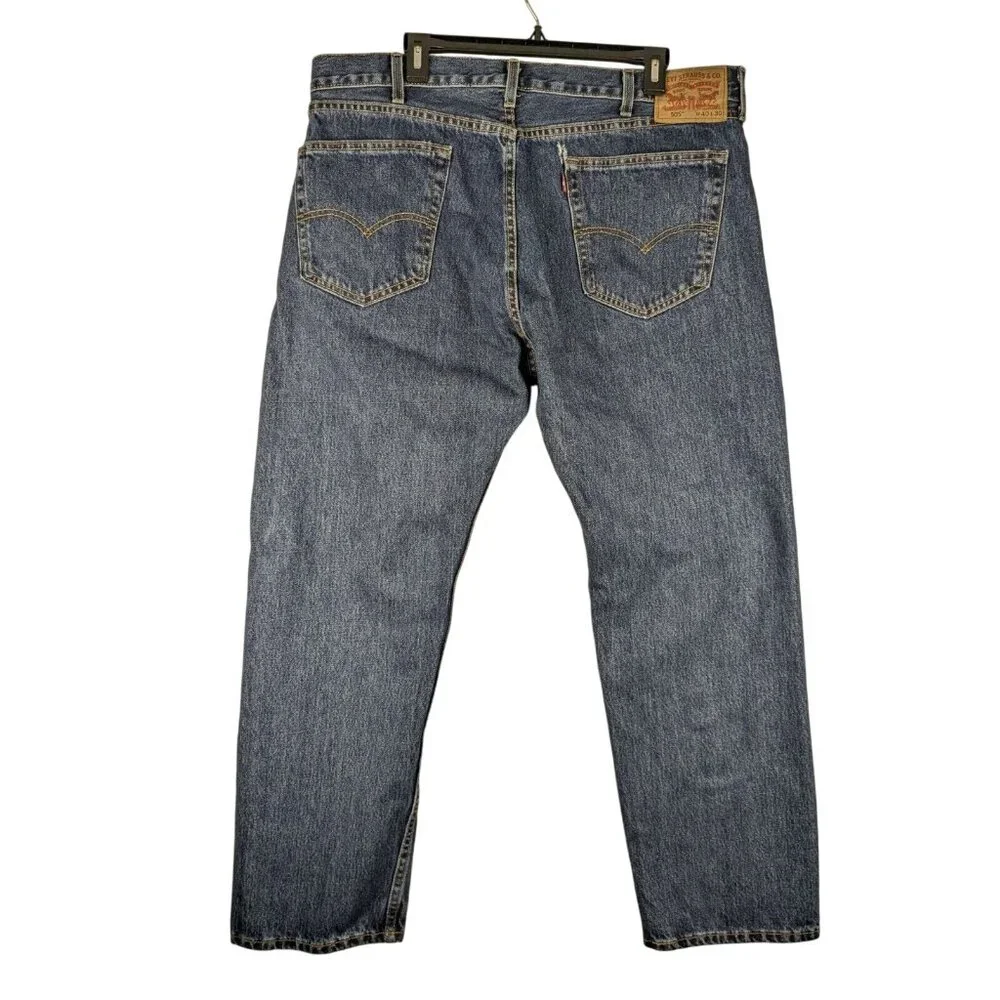 Levis 505 Regular Fit Jeans Mens‎ 40x30 Blue Straight Leg Medium Wash Denim